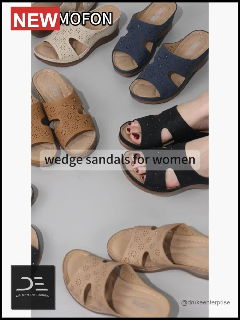 Women Wedge Sandals Soft PU Leather Slip On Casual Summer